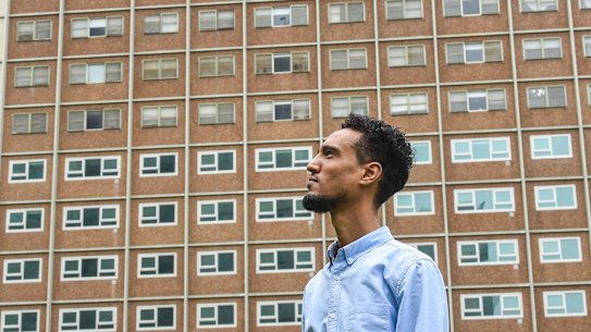 Community leader Mubarek Imam at the Richmond housing estate, where almost all the residents are now vaccinated.