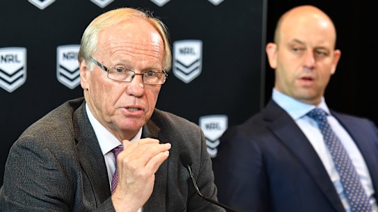 High stakes: NRL chief executive Todd Greenberg and ARLC chairman Peter Beattie.