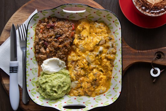 Huevos rancheros is one of few Mexican dishes on the menu.