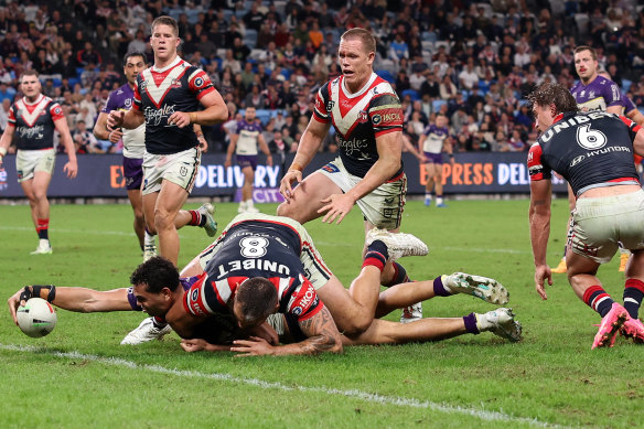 Late Coates try seals Storm’s 18-12 victory over Roosters