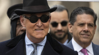 Roger Stone, pictured arriving  for his sentencing at federal court in Washington, has been sentenced to 40 months in prison. 