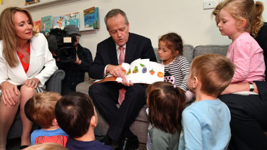Bill Shorten has promised a 20 per cent pay rise for childcare workers, who are "underpaid" and "highly trained".