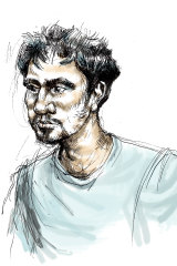 A court sketch of Codey Herrmann appearing before magistrate John Doherty on Saturday.