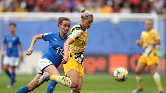 Alanna Kennedy in action against Italy. The Australian defender says the Matildas have put the loss to the Azzure behind them.