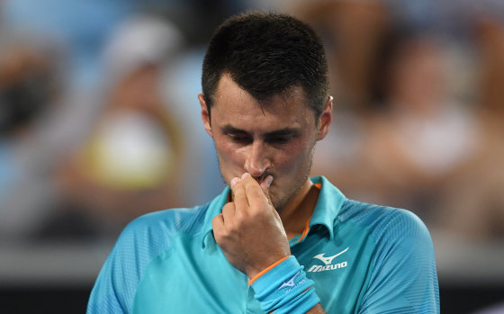 No joy: Bernard Tomic made an early exit from the Australian Open last night.