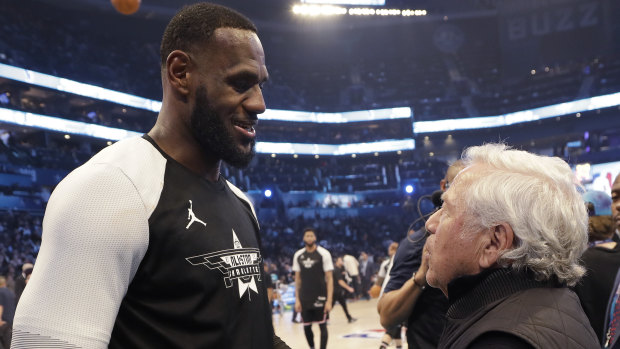 Kraft speaking with LeBron James at the NBA All Star weekend.
