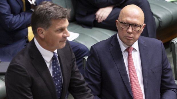 Shadow treasurer Angus Taylor and Peter Dutton have faced questions about the opposition’s policy agenda.