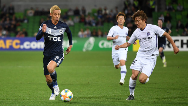 Star turn: Keisuke Honda in action during his last game for Melbourne Victory.