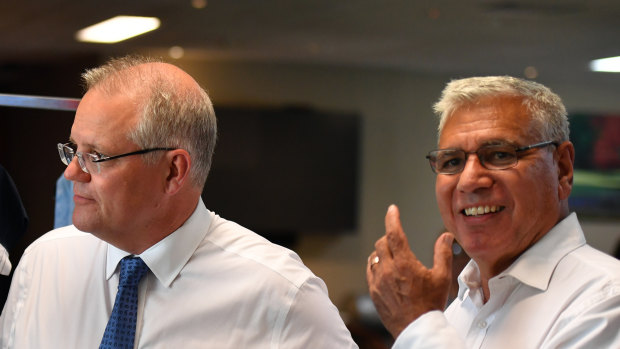 Prime Minister Scott Morrison and Liberal candidate for Gilmore Warren Mundine.