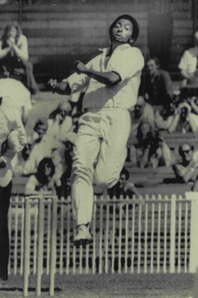 West Indies great Andy Roberts at a tour match at the MCG in 1975.