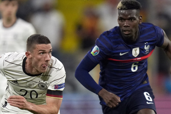 France superstar Paul Pogba, right, followed Ronaldo’s lead by removing a Heineken bottle during a press conference.