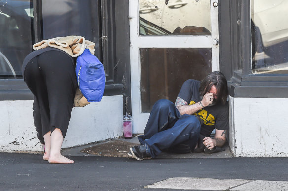 Users on the street in Richmond in 2017, before the injecting rooms opened