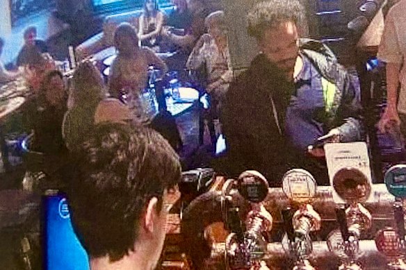 CCTV of James at the Orchard Tavern.
