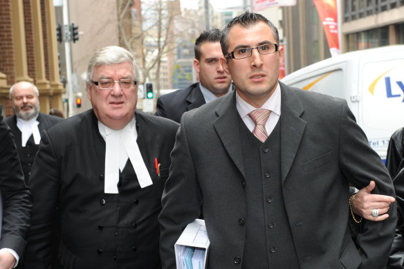 Hugo Jacobs (right) outside the NSW Supreme Court with his barrister Philip Dunn in Sydney in 2010, 