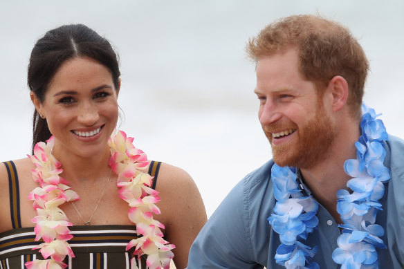 The Duke and Duchess of Sussex on Bondi Beach in October 2018.