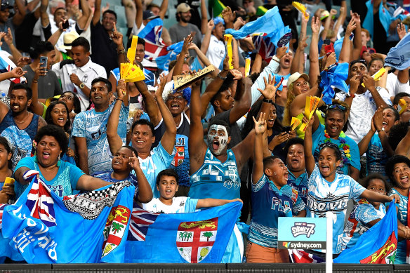 Fijian fans at the Sydney Sevens at Allianz Stadium in 2018.
