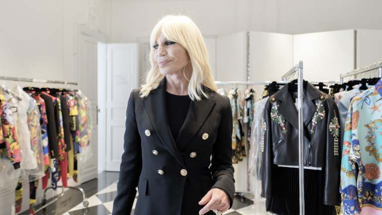 Donatella Versace, pictured in her studio this year, has run the label since her brother was murdered.