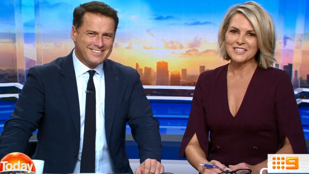 All smiles: Karl and Georgie on Monday morning's Today.