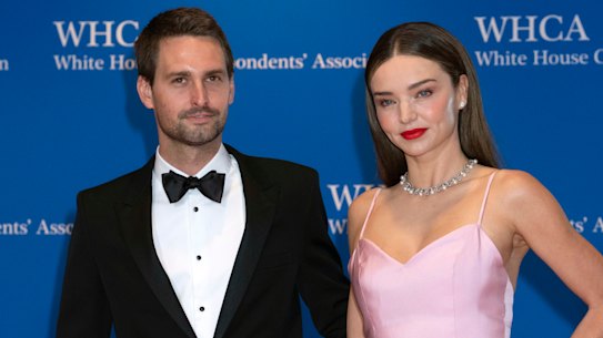 Snapchat CEO and co-founder Evan Spiegel with Australian wife Miranda Kerr. 