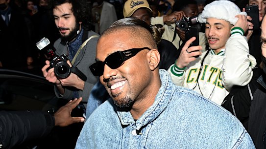 Kanye West attends the Kenzo Fall/Winter 2022/2023 show as part of Paris Fashion Week on January 23, 2022 in Paris, France.