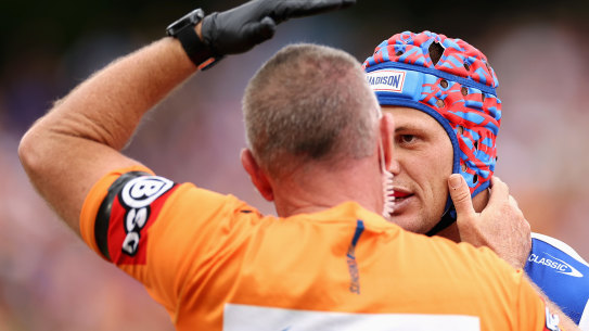 Kalyn Ponga leaves the field against the Tigers.