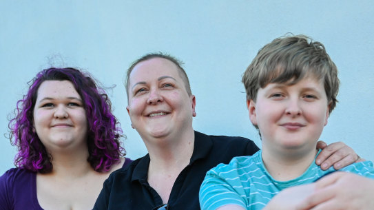 Rebecca Dell with her children Ash Dell aged (17) and Antal Kiss aged (12). Rebecca’s children all go to Alia College, which is an alternative school that supports students with an alternative version of school.