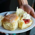 Fresh scones, jam and cream from the CWA stand at the Royal Easter Show.