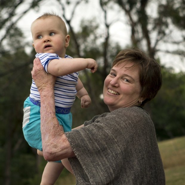 Banham with her son in 2012 (he is now six). 