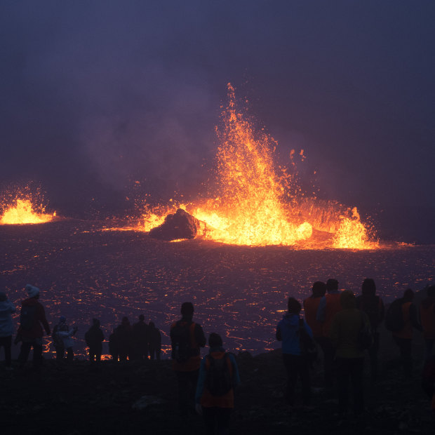 A newly erupted volcano in Iceland in August. Volcanoes are not special portals for human trips to the Earth’s centre (as imagined by Jules Verne) but they can throw up ancient rocks that help solve scientific mysteries.