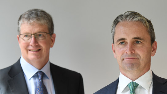 CBA chairman Paul O’Malley (left) and chief executive Matt Comyn.