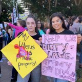 Jolie Kucinskas (left), attended the pro-choise rally in Hyde Park on Sunday with her friend Madeleine Ponferrada, says she was "in awe" at the turn out. 