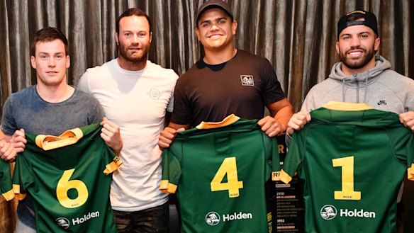 Bondi boys: The Kangaroos' Roosters connection - Luke Keary, Boyd Cordner, Latrell Mitchell and James Tedesco.