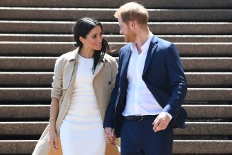 Prince Harry and his wife Meghan, the Duchess of Sussex, at the Opera House.