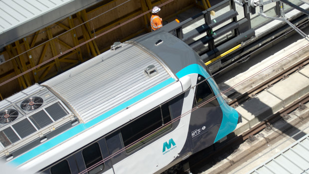 The driverless metro train at Chatswood Station.