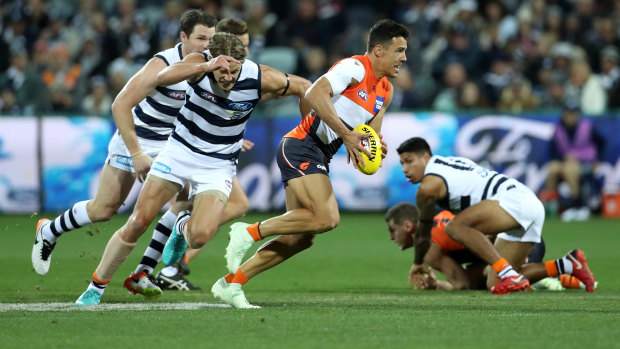 Dylan Shiel breaks away from the centre square.