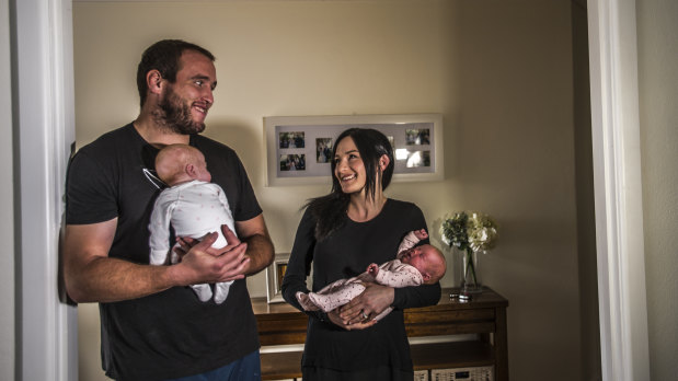 Ben Alexander and wife Jen, with twins Emma and Ivy.