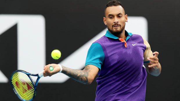 Nick Kyrgios overcame an injury scare to see off Alexandre Muller.