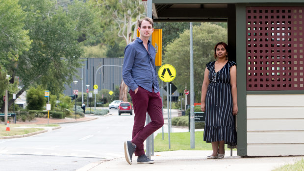 ANU student advocates Zyl Hovenga-Wauchope, left, and Madhumitha Janagaraja are among more than 1000 students calling for the ANU bus service to be saved in the new bus network.