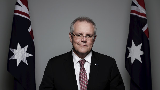Scott Morrison poses for a portrait at Parliament House after winning the Liberal Party leadership. 