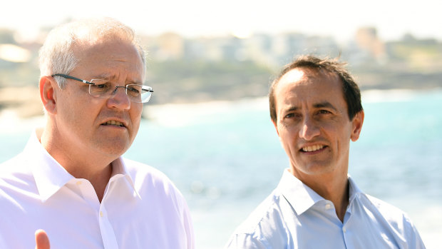 Prime Minister Scott Morrison and Liberal Party candidate for Wentworth Dave Sharma.