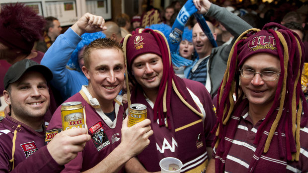 Expectant Queensland fans at the Caxton Hotel in Brisbane.