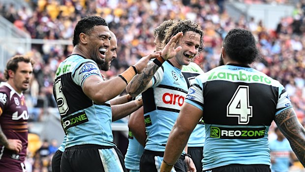 Nicho Hynes and the Sharks were on fire in the first half against Brisbane. Then they weren’t.