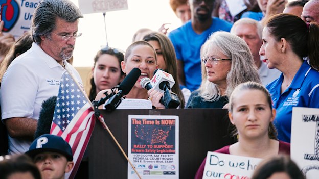 Emma Gonzalez yells, "We call BS!" at a rally for gun safety after the Parkdale shootings.