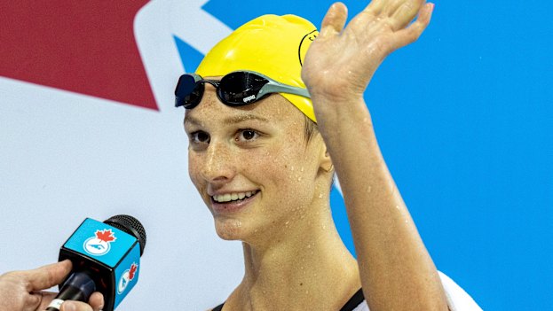 Summer McIntosh is all smiles after one of her five victories at last month’s Canadian trials.