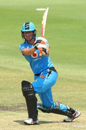 Sophie Devine in action during the WBBL semi-final against Perth in Brisbane. 