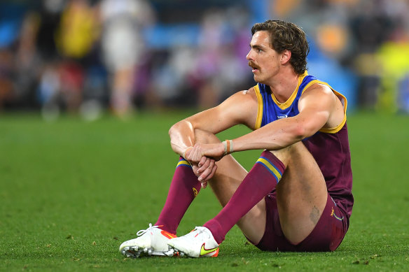 Joe Daniher reflects after the Lions were beaten by the Bulldogs.
