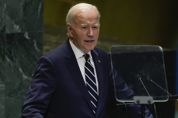 US President Joe Biden addresses the 79th session of the United Nations General Assembly.