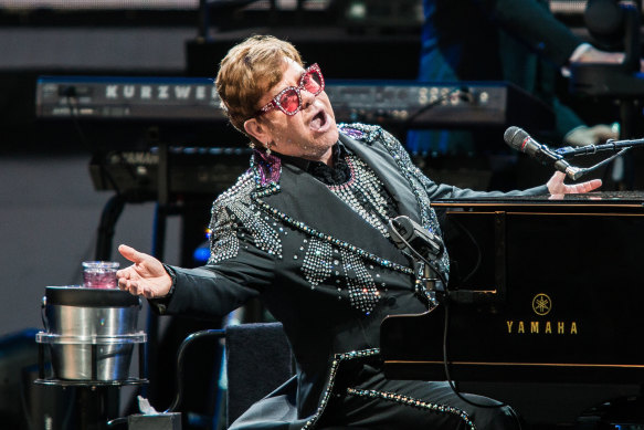 Elton John performing at the Day on the Green festival at Mt Duneed Estate in Geelong in 2019.