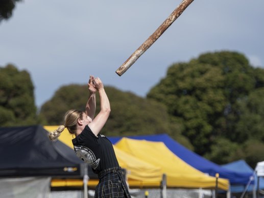 Ms Oakley competing at the Melbourne Highland Games and Celtic Festival.