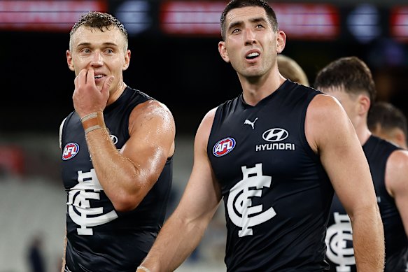 Patrick Cripps and Jacob Weitering were physically hampered against Port.